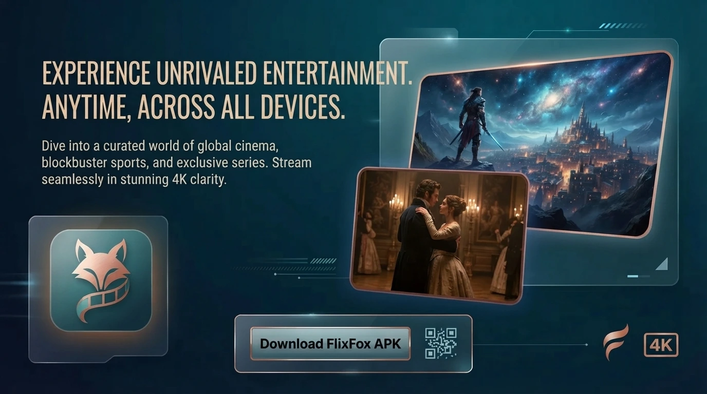 FlixFox app streaming movies, highlighting the app’s entertainment experience across multiple devices.